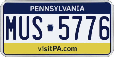 PA license plate MUS5776
