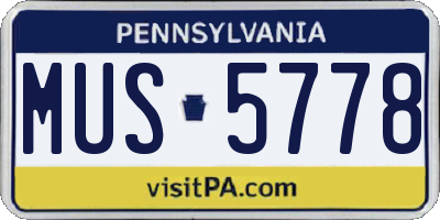 PA license plate MUS5778