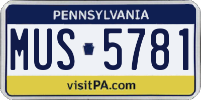 PA license plate MUS5781