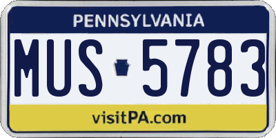 PA license plate MUS5783