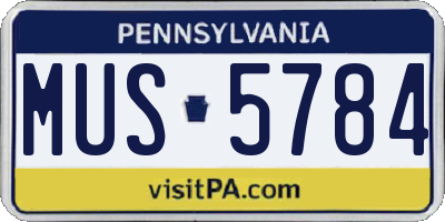 PA license plate MUS5784