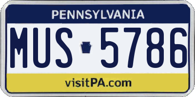 PA license plate MUS5786
