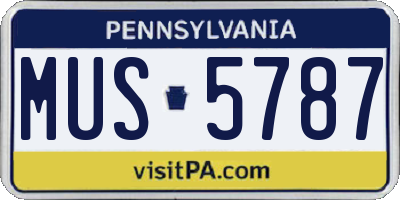 PA license plate MUS5787