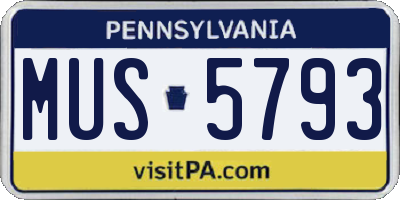 PA license plate MUS5793