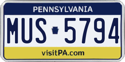 PA license plate MUS5794