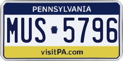 PA license plate MUS5796