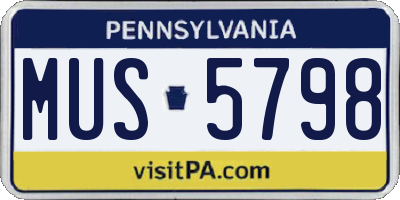 PA license plate MUS5798
