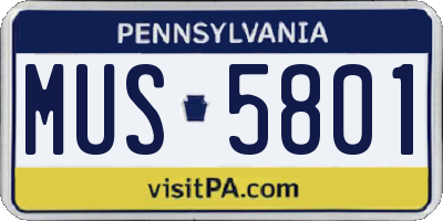 PA license plate MUS5801