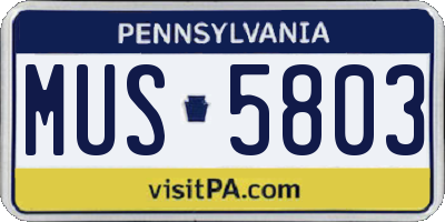 PA license plate MUS5803