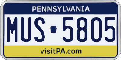 PA license plate MUS5805