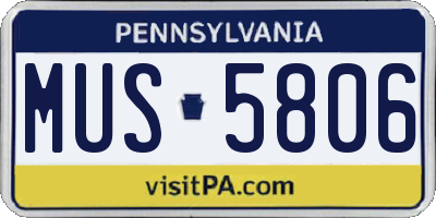 PA license plate MUS5806