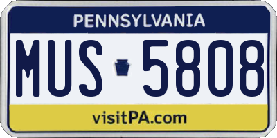 PA license plate MUS5808