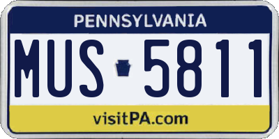 PA license plate MUS5811