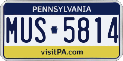 PA license plate MUS5814