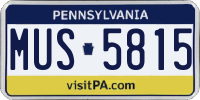 PA license plate MUS5815