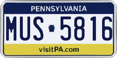 PA license plate MUS5816