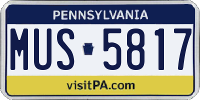 PA license plate MUS5817