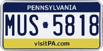 PA license plate MUS5818