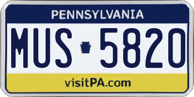 PA license plate MUS5820