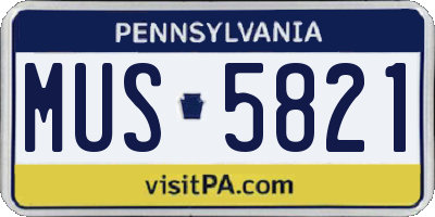 PA license plate MUS5821
