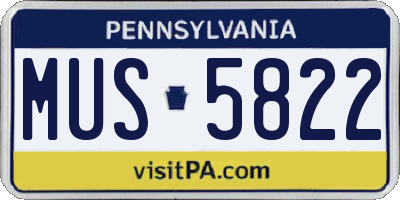 PA license plate MUS5822