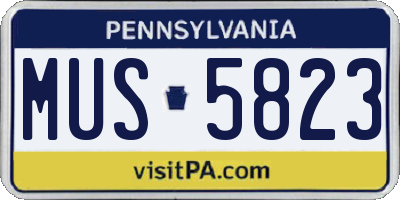 PA license plate MUS5823