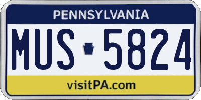 PA license plate MUS5824
