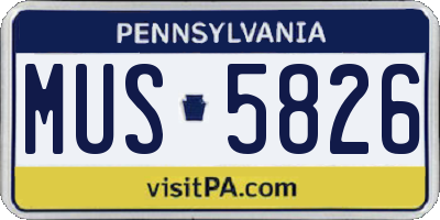 PA license plate MUS5826