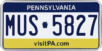 PA license plate MUS5827