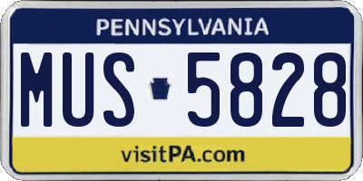 PA license plate MUS5828