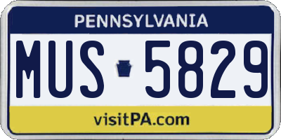 PA license plate MUS5829