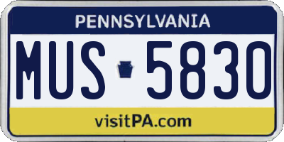 PA license plate MUS5830