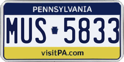 PA license plate MUS5833