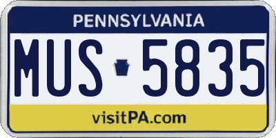 PA license plate MUS5835