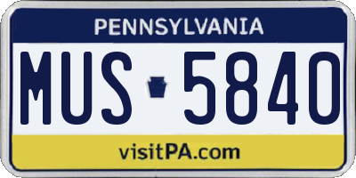 PA license plate MUS5840