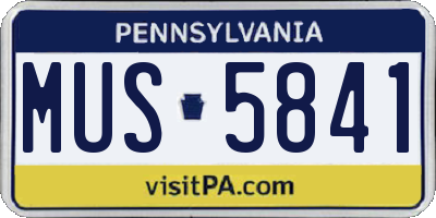 PA license plate MUS5841