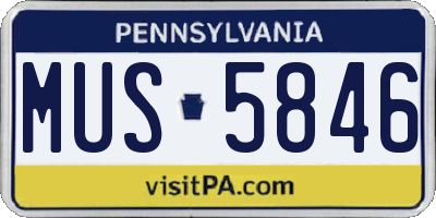 PA license plate MUS5846