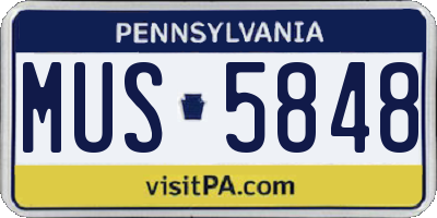 PA license plate MUS5848