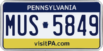 PA license plate MUS5849