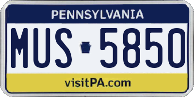 PA license plate MUS5850