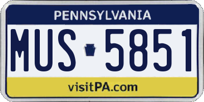 PA license plate MUS5851
