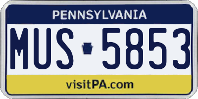 PA license plate MUS5853