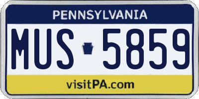 PA license plate MUS5859