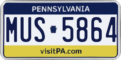 PA license plate MUS5864