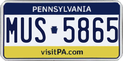 PA license plate MUS5865