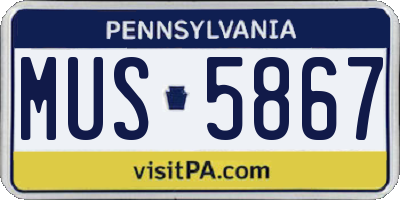 PA license plate MUS5867