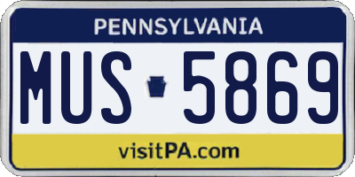PA license plate MUS5869