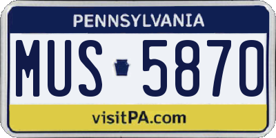 PA license plate MUS5870