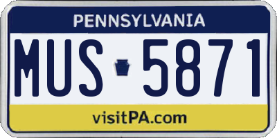 PA license plate MUS5871