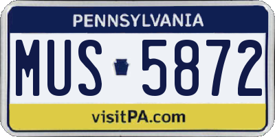 PA license plate MUS5872